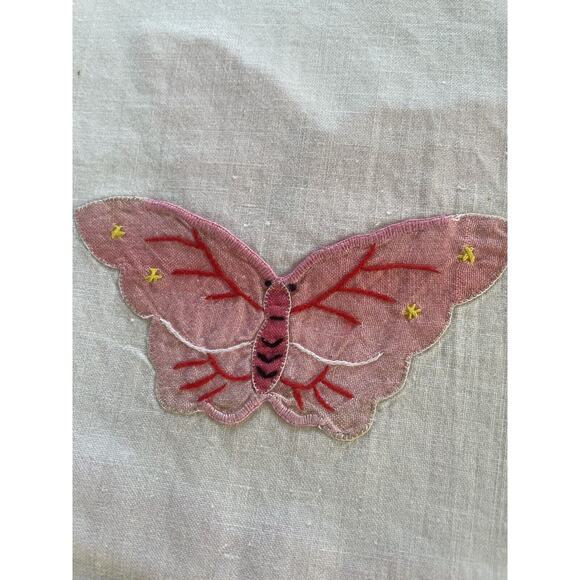 Vintage Pink Placemats Butterfly Applique Cotton Set of 4 Cottage Core - Picture 6 of 11